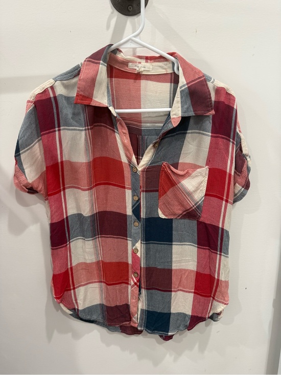 Maurices Tops - Maurices Red, White, and Blue Plaid Button-Up Top
